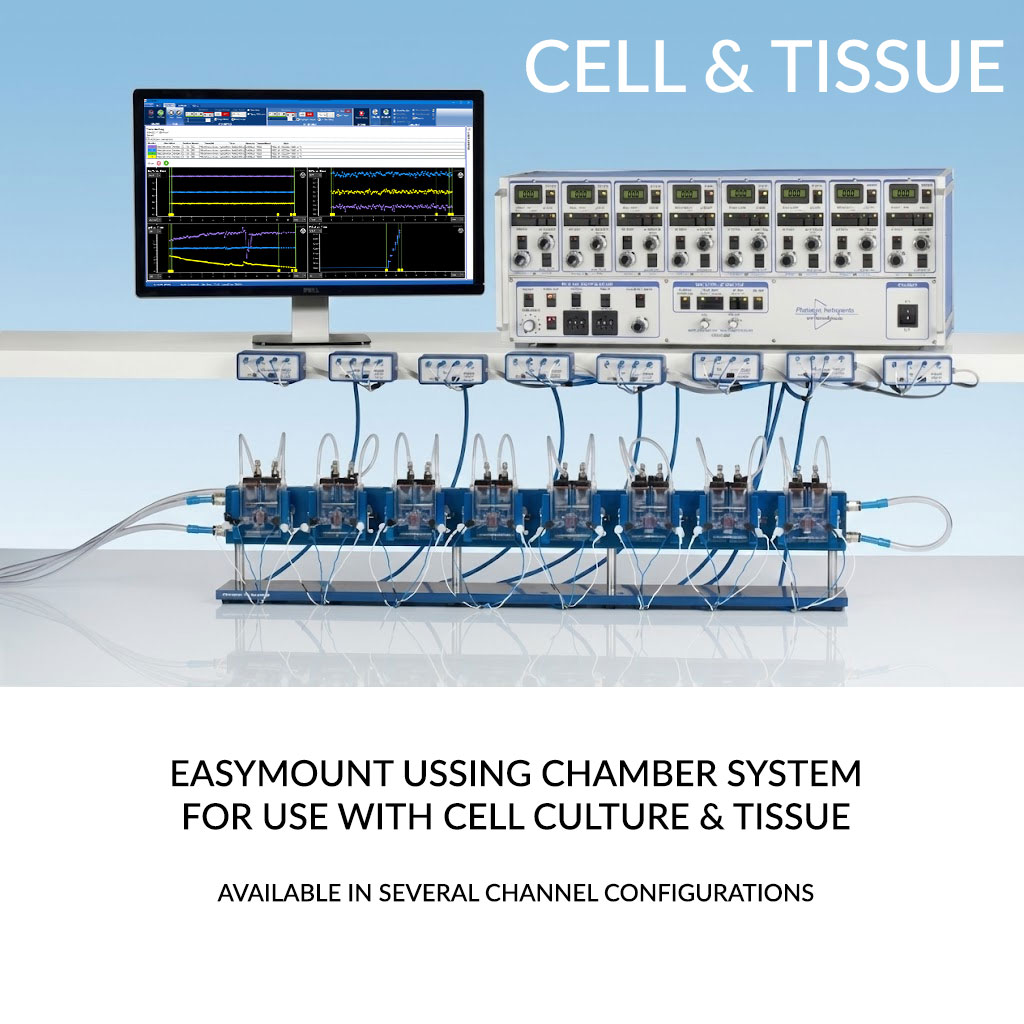EasyMount Ussing chamber system configured for cell culture and animal tissue studies